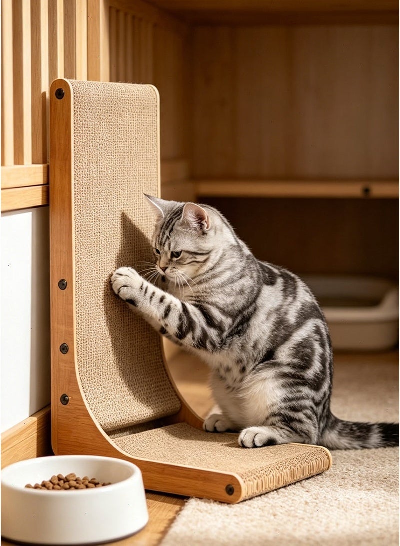 يواوليتي مخدش قطط، مخدش قطط مثبت على الحائط، كرتون مخدش قطط مع لعبة كرة للقطط المنزلية، حجم كبير (بني) - Image 2