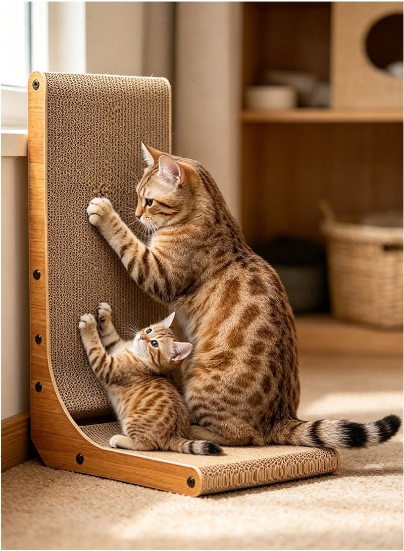 يواوليتي مخدش قطط، مخدش قطط مثبت على الحائط، كرتون مخدش قطط مع لعبة كرة للقطط المنزلية، حجم كبير (بني) - Image 1