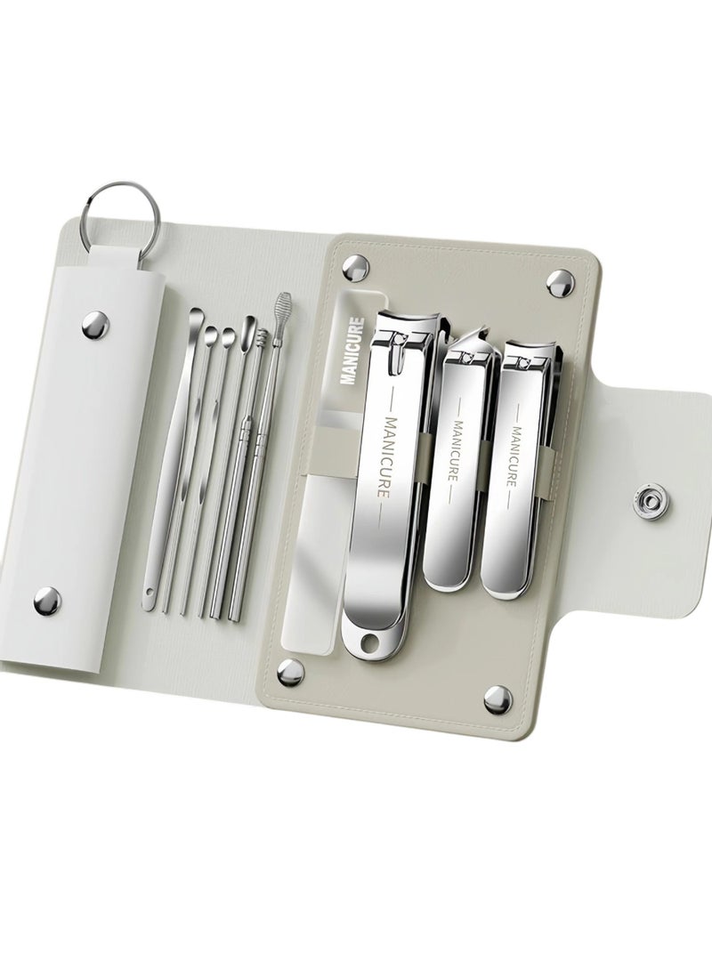 Nail Clipper Grooming Set 10 Pieces - Stainless Steel Manicure Kit - Silver