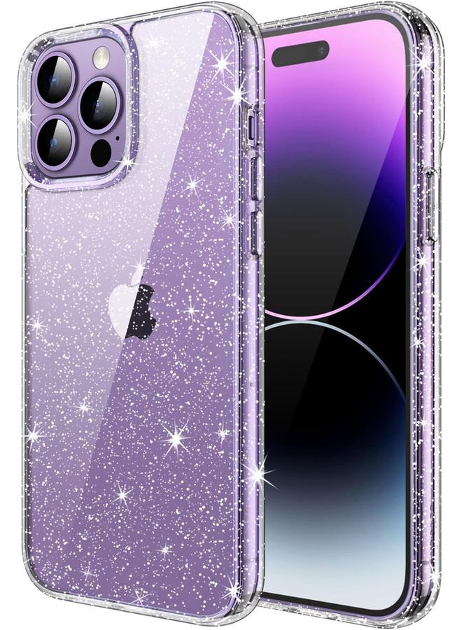 جي تيك جراب لامع لهاتف آيفون 14 برو مقاس 6.1 بوصة، غطاء هاتف مقاوم للصدمات لامع لامع للنساء والفتيات شفاف - Image 1