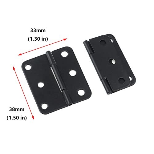 Antrader Flat Black Asymmetric Door Hinge Cabinet Gate Closet Hinge 1-1/2'' Long Home Furniture Hardware 24-Pack - Image 2