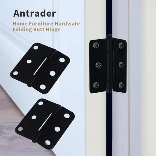 Antrader Flat Black Asymmetric Door Hinge Cabinet Gate Closet Hinge 1-1/2'' Long Home Furniture Hardware 24-Pack - Image 3