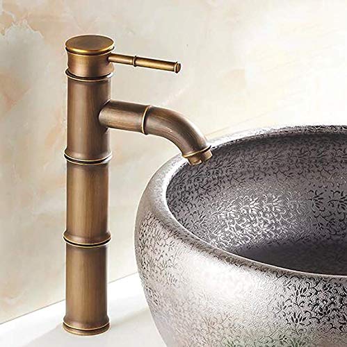 24x7 eMall Brass Bamboo Spout Single Lever Basin Tap Faucet Mixer for Bathroom Toilet Wash Basins Hot and Cold Water, Bamboo with Aerated Water Flow, 12 Inches Height - Image 5