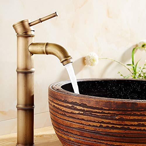 24x7 eMall Brass Bamboo Spout Single Lever Basin Tap Faucet Mixer for Bathroom Toilet Wash Basins Hot and Cold Water, Bamboo with Aerated Water Flow, 12 Inches Height - Image 2