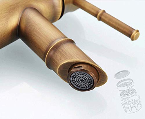 24x7 eMall Brass Bamboo Spout Single Lever Basin Tap Faucet Mixer for Bathroom Toilet Wash Basins Hot and Cold Water, Bamboo with Aerated Water Flow, 12 Inches Height - Image 3