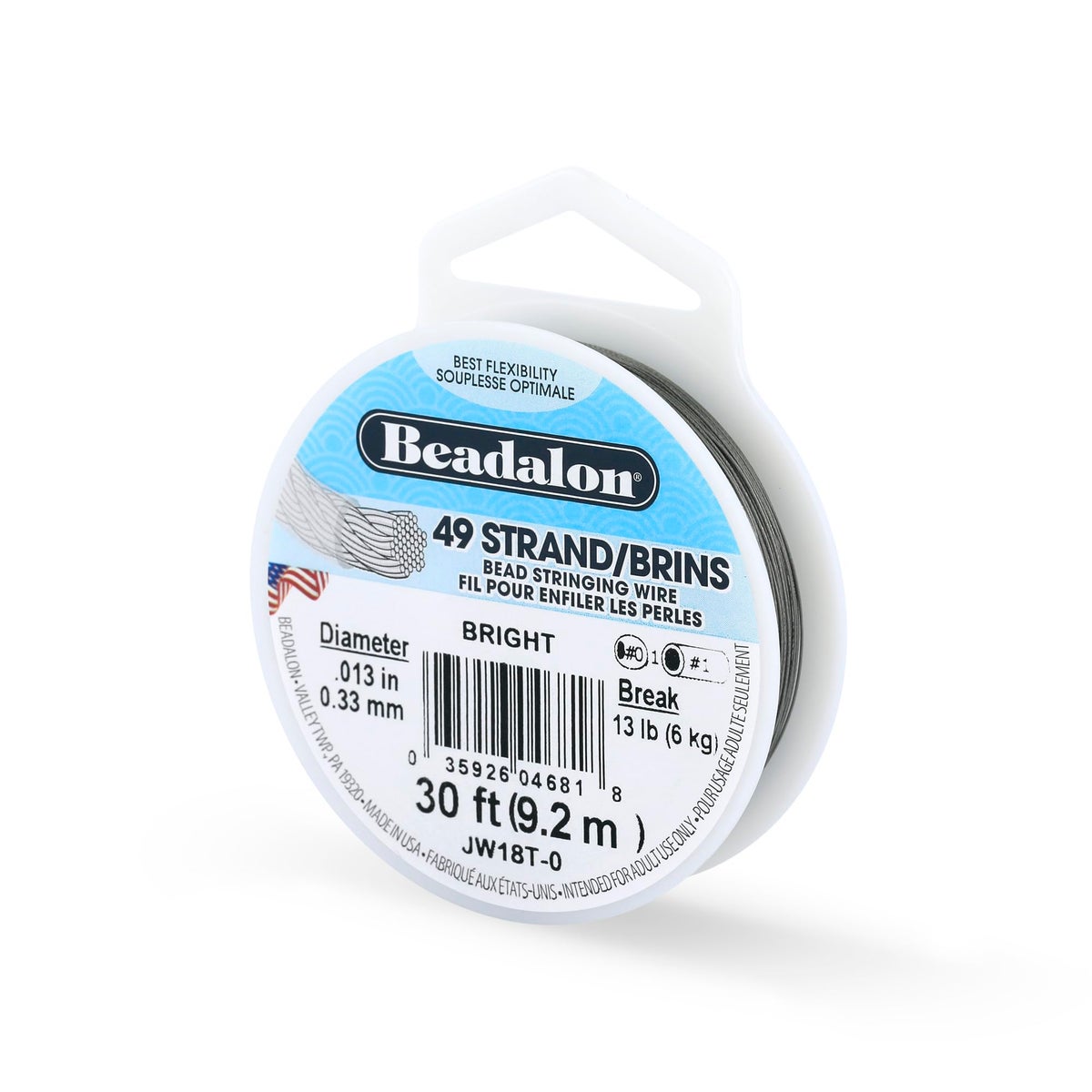 Generic Beadalon 49 Strand Stainless Steel Bead Stringing Wire, .018 in ...