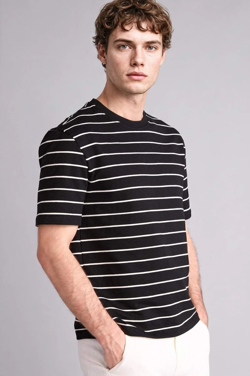 ديفاكتو 100% Cotton Regular Fit Crew Neck T-Shirt