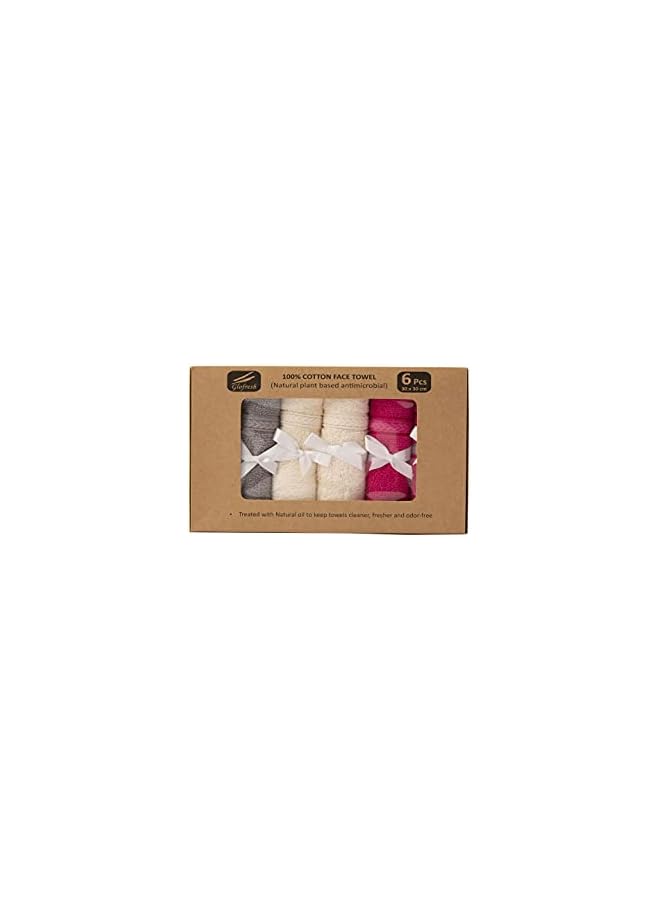 The Bros Glofresh Anti-Microbial 100% Cotton Face Towel Set - Pack of 6 Pieces, 30 x 30 cm, Multicolor - Luxurious Softness and Enhanced Hygiene for Daily Use and Spa Experience - Image 3