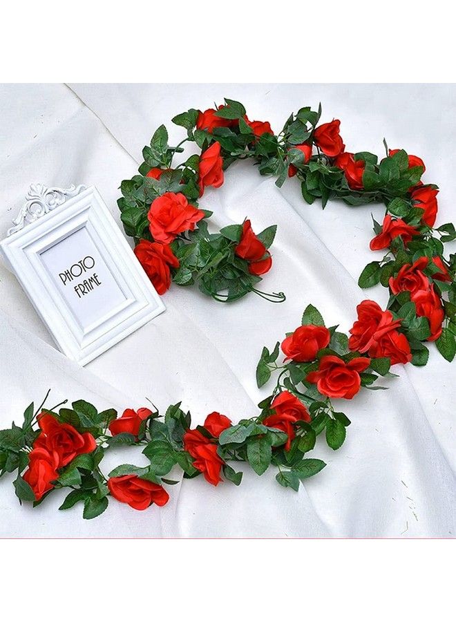 Antspirit 5 Pack Flower Garland Artificial Fake Rose Garland Vine Artificial Flowers For Decoration Floral Garland Decortotal 41 Ft (Red) - Image 5
