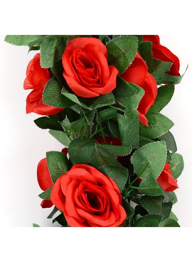Antspirit 5 Pack Flower Garland Artificial Fake Rose Garland Vine Artificial Flowers For Decoration Floral Garland Decortotal 41 Ft (Red) - Image 4