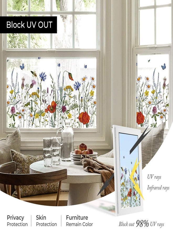 ADD.HERES Window Clings Stickers, Colorful Floral Window Film, Removable DIY Bouquet Window Clings,Decals for Home School Office Party Supplies, Butterfly Among The Flowers, 17.3" x 78.7" - Image 5