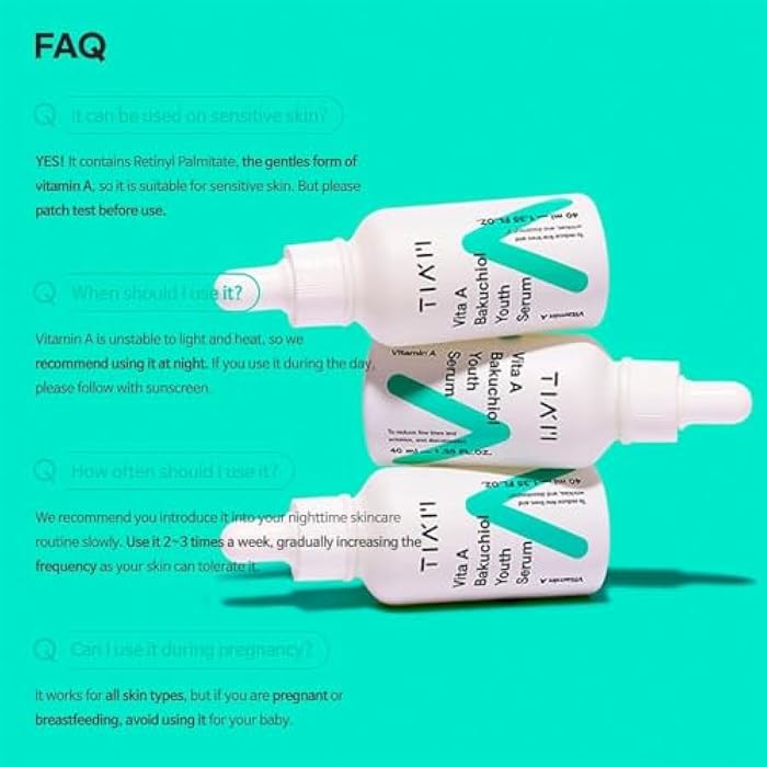TIA'M TIAM Vita A Bakuchiol Youth Serum, 1.35 fl oz, Anti-Aging Serum for Wrinkles & Dark Spots, Enhances Firmness & Elasticity, Retinol Alternative for Sensitive Skin, Korean Skin Care - Image 3