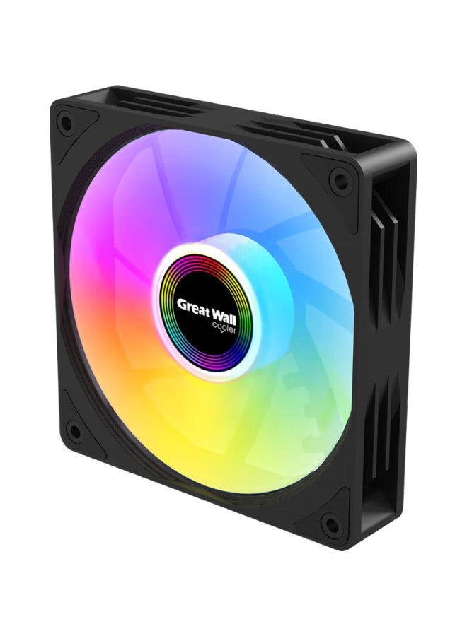 Great Wall Archimedes X120 Argb Edition Black 12Cm Fan (Argb Sync/8 Anti-Vibration Pads/Reinforced Ribs/60Cm Long Cable/Small 3Pin Connector) - Image 2