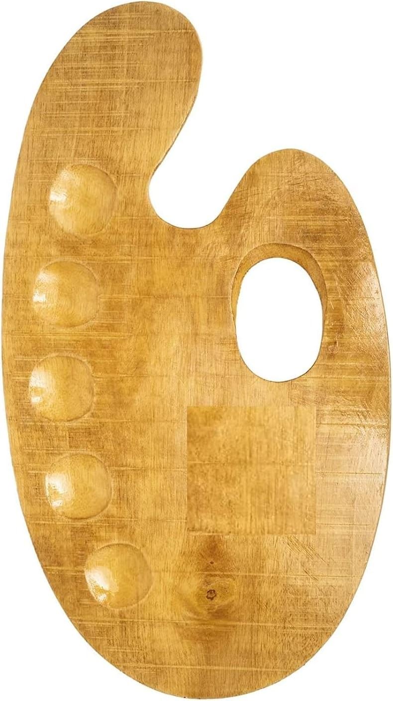 Worison Raw Wooden Handmade Painting Palette with Thumb Hole for Acrylic, Oil, Gouache Watercolor Painting - Image 1