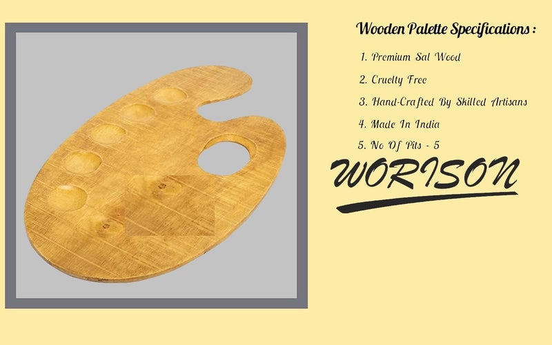 Worison Raw Wooden Handmade Painting Palette with Thumb Hole for Acrylic, Oil, Gouache Watercolor Painting - Image 3