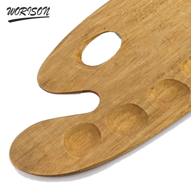 Worison Raw Wooden Handmade Painting Palette with Thumb Hole for Acrylic, Oil, Gouache Watercolor Painting - Image 4