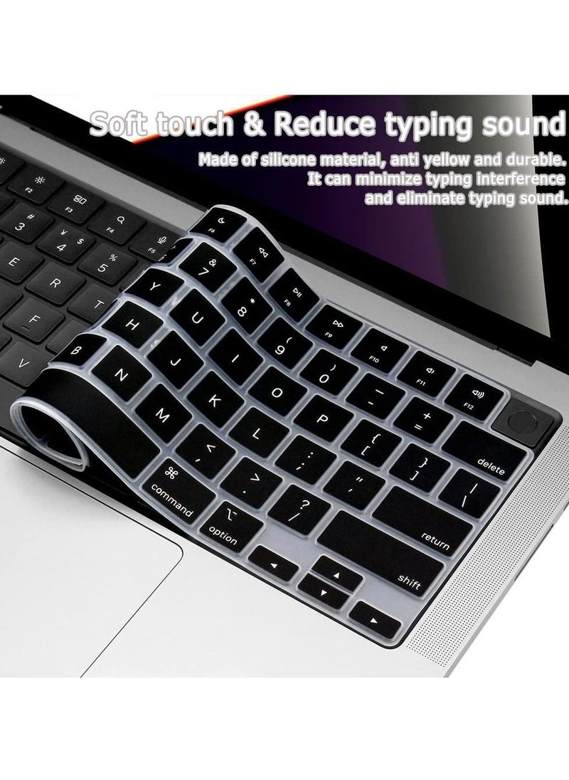 Premium Ultra Thin Keyboard Cover Protector, for 2021 2022 2023 M1/M2 Pro/Max MacBook Pro 14/16 A3112 A3185 A3401 A2442 A2485 A2779 A2992 A2991 A2918 A2780,M4 M3 M2 MacBook Air 13/15 A2681 A3113 A3240 A2941 A3114 A3241, US Layout,Black