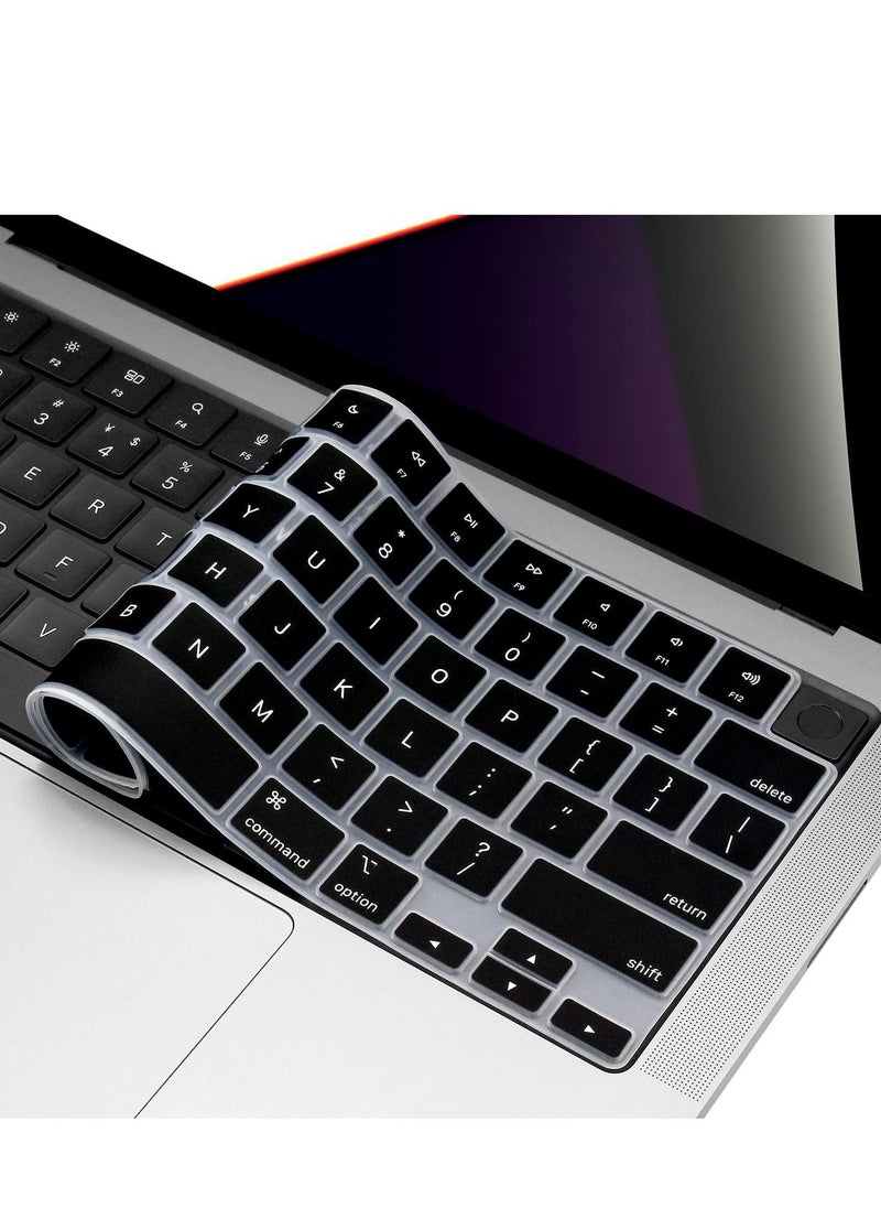 Premium Ultra Thin Keyboard Cover Protector, for 2021 2022 2023 M1/M2 Pro/Max MacBook Pro 14/16 A3112 A3185 A3401 A2442 A2485 A2779 A2992 A2991 A2918 A2780,M4 M3 M2 MacBook Air 13/15 A2681 A3113 A3240 A2941 A3114 A3241, US Layout,Black