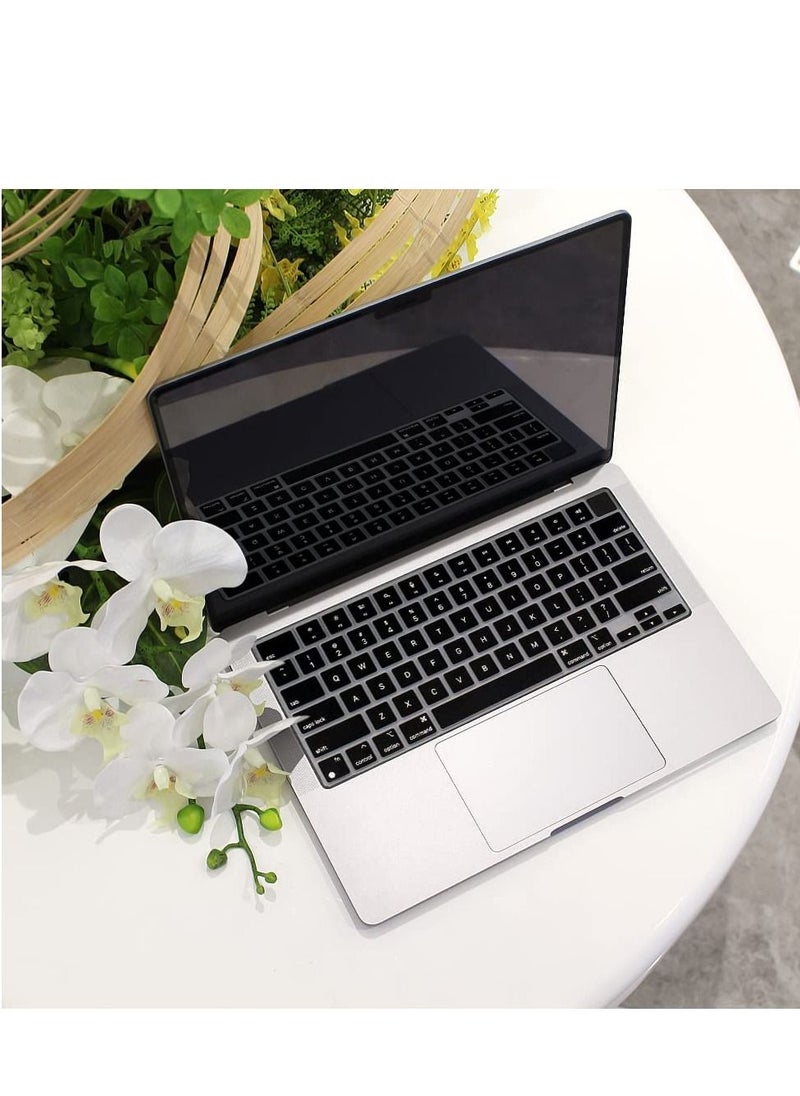 Premium Ultra Thin Keyboard Cover Protector, for 2021 2022 2023 M1/M2 Pro/Max MacBook Pro 14/16 A3112 A3185 A3401 A2442 A2485 A2779 A2992 A2991 A2918 A2780,M4 M3 M2 MacBook Air 13/15 A2681 A3113 A3240 A2941 A3114 A3241, US Layout,Black