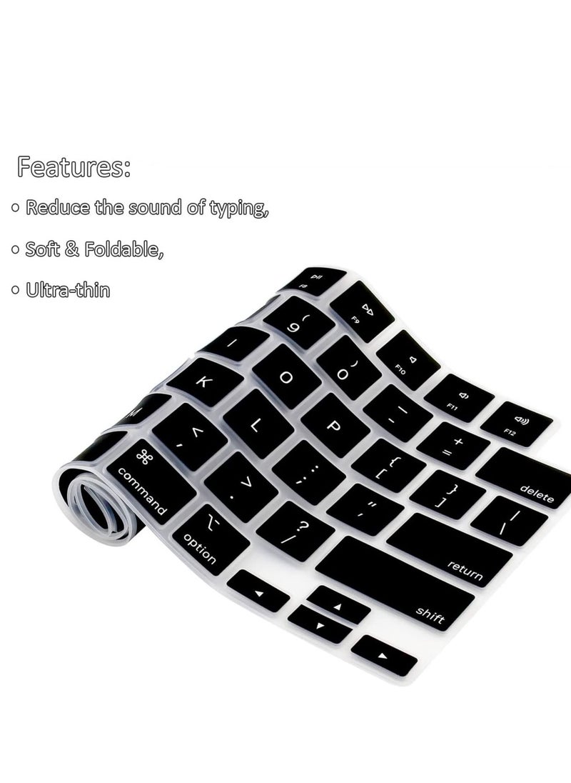 Premium Ultra Thin Keyboard Cover Protector, for 2021 2022 2023 M1/M2 Pro/Max MacBook Pro 14/16 A3112 A3185 A3401 A2442 A2485 A2779 A2992 A2991 A2918 A2780,M4 M3 M2 MacBook Air 13/15 A2681 A3113 A3240 A2941 A3114 A3241, US Layout,Black
