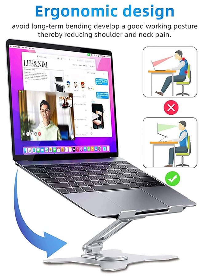 Hihonor - حامل لابتوب، دوران 360° قابل للتعديل، حامل كمبيوتر مكتبي مريح قابل للطي، مناسب لجميع أنواع اللابتوبات - Image 1