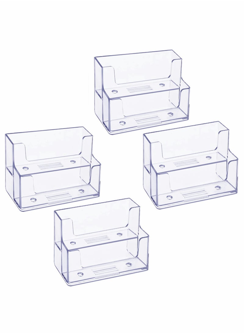 KASTWAVE Business Card Holder 4 Pcs 2 Pocket Acrylic Business Card Holder for Desk Business Card Stand Desktop Business Card Holders Plastic Business Card Display for Exhibition, Home, and Office  - Image 1