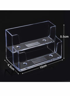 KASTWAVE Business Card Holder 4 Pcs 2 Pocket Acrylic Business Card Holder for Desk Business Card Stand Desktop Business Card Holders Plastic Business Card Display for Exhibition, Home, and Office  - Image 2