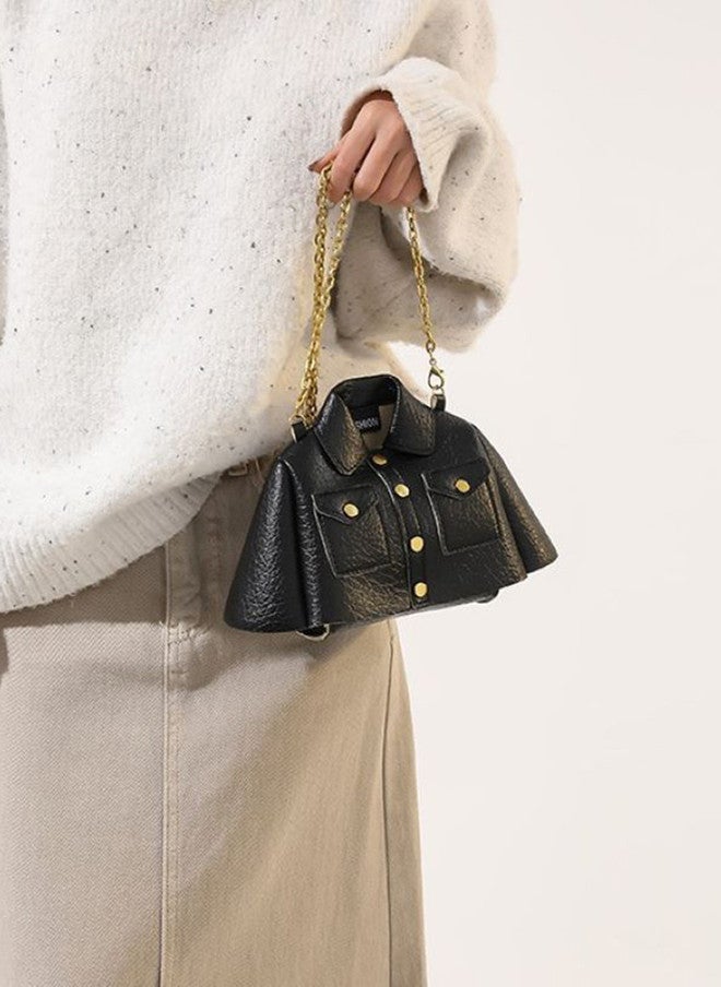 YUNIQEE حقيبة كتف هيكلية سوداء للنساء - Image 3