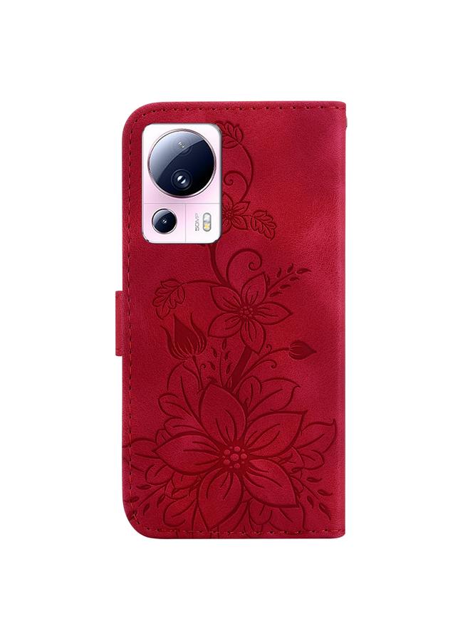 erorex Case For Xiaomi 13 Lite / Civi 2 Lily Embossed Leather Phone Case  - Image 3