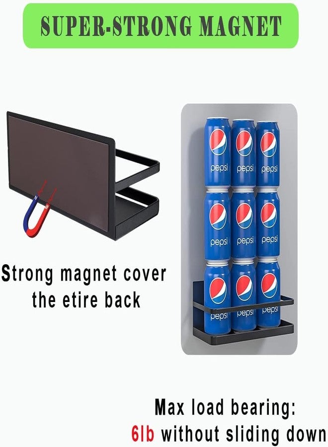 TIYOORTA 2Pcs Fridge Spice Rack Organizer Single Tier Magnetic Refrigerator Spice Storage Magnet Shelf, Black - Image 5