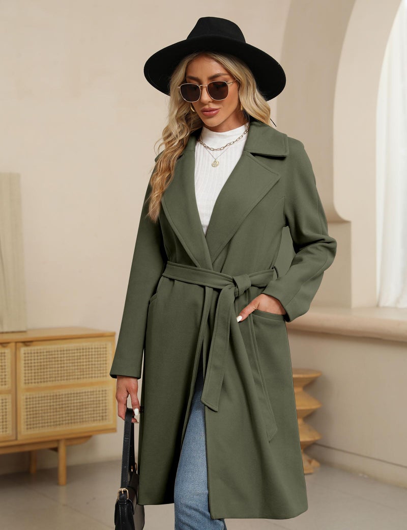 BZB Women's Pea Coats Elegant Notched Collar Double Breasted Winter Long Overcoat Jackets - Image 4