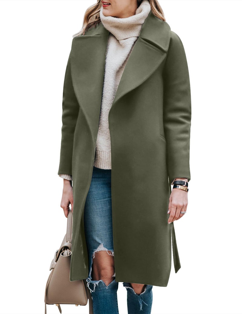 BZB Women's Pea Coats Elegant Notched Collar Double Breasted Winter Long Overcoat Jackets - Image 1