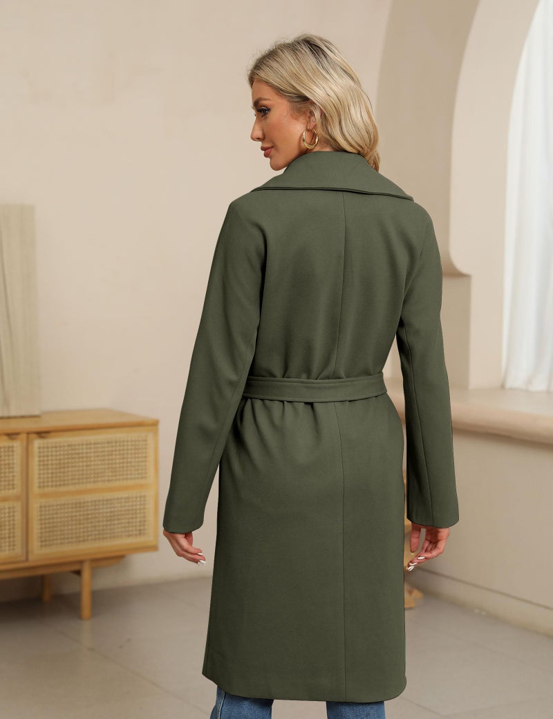 BZB Women's Pea Coats Elegant Notched Collar Double Breasted Winter Long Overcoat Jackets - Image 5