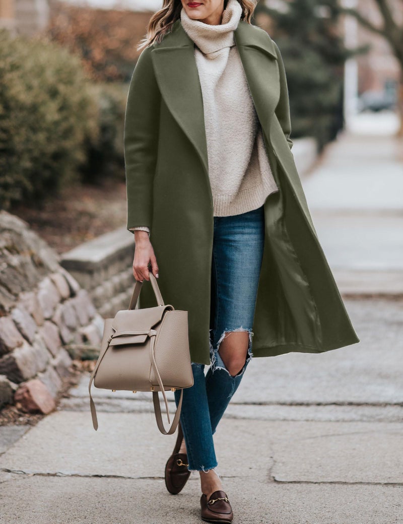 BZB Women's Pea Coats Elegant Notched Collar Double Breasted Winter Long Overcoat Jackets - Image 2