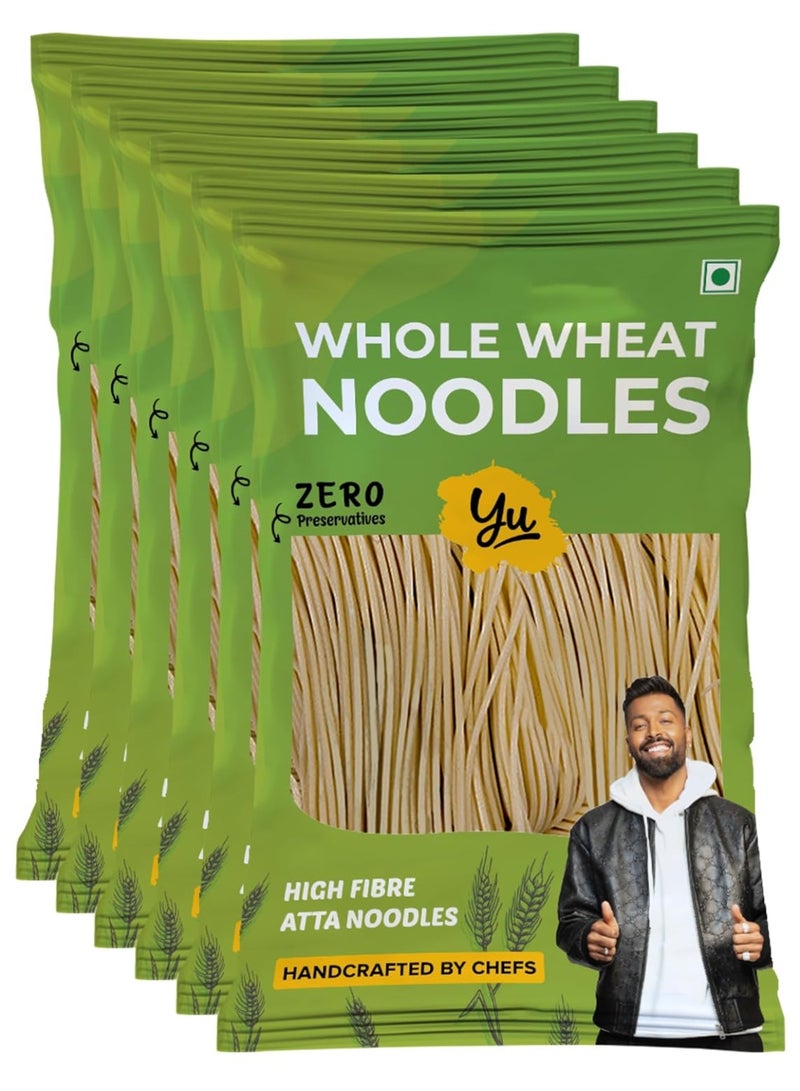 yu_foodlabs Yu Foodlabs Whole Wheat Noodles, 100% Atta, Zero Maida, No Preservatives, 900g (6 x 150g) - Image 1