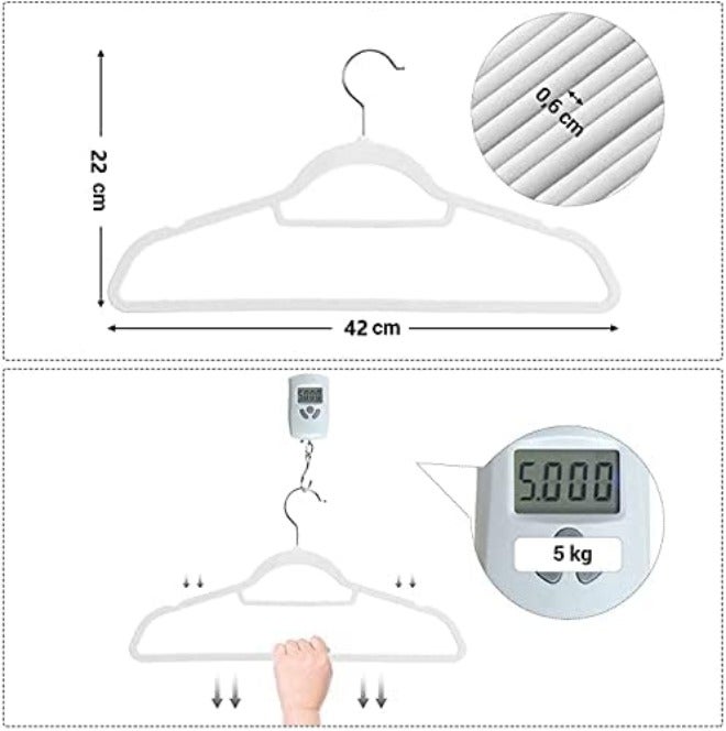 ريد دوت جيفت Red Dot Gift® مجموعة 10 قطع من الشماعات المخملية البيج غير القابلة للانزلاق بطول 42 سم مع خطاف دوار 360 درجة - متينة ونحيفة - غير قابلة للانزلاق للمعاطف - شماعات سراويل… - Image 4