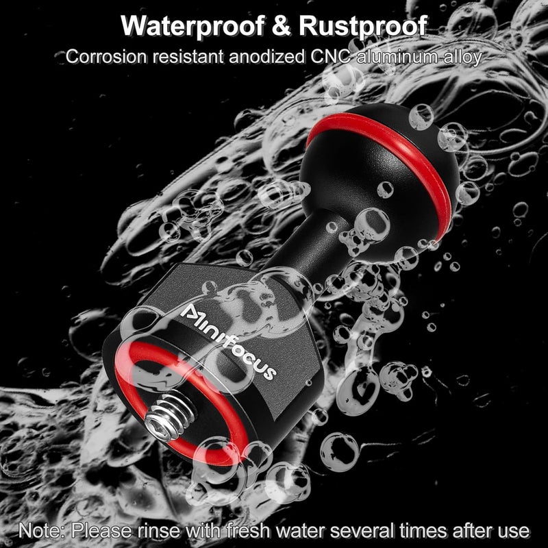 MINIFOCUS 2Pcs 1'' Ball Adapter to 1/4"-20 Screw, Universal Ball Joint Bracket with 1/4" Screw Base Adapter for Underwater Camera Arm Tray Diving Photography System - Image 4