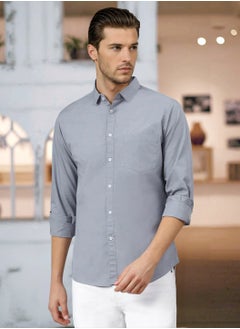 Dennis Lingo Men's Slim Fit Dark Blue Casual Cotton Spread Shirt  - Image 1
