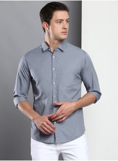 Dennis Lingo Men's Slim Fit Dark Blue Casual Cotton Spread Shirt  - Image 2
