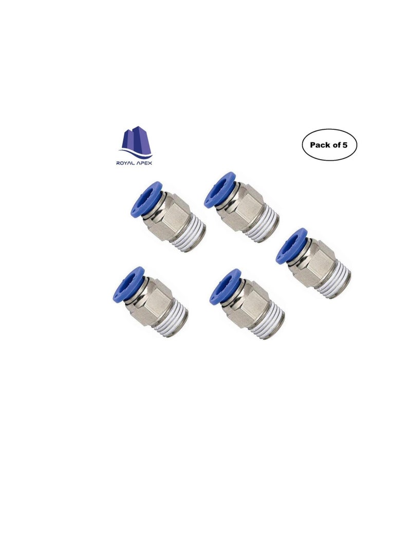 PU Pipe Fittings Polyurethane Pneumatic Pipe Push in to Connect Fittings Male Socket Pack of 5 10mmx1/8" - Image 2