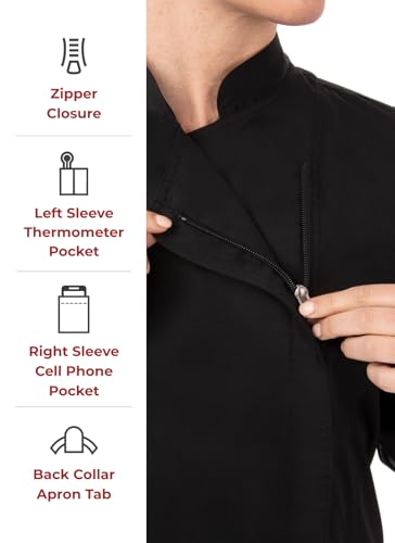 Chef Works Women's Hartford Chef Coat, Black, Large - Image 3