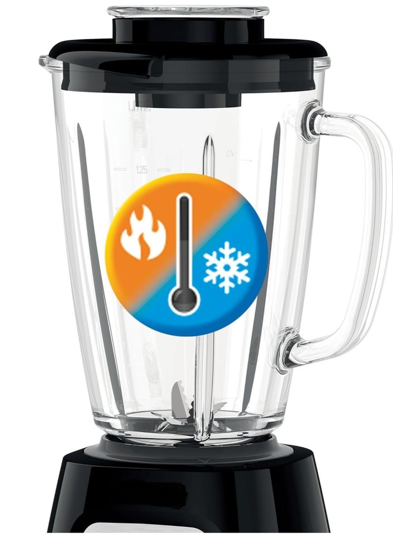 مولينكس Blender 800 Watts Glass Jar 1.75 Liters Net : ( 1.25) L Grinder and Chopper Black LM4358EG 1.25 L 800 W LM4358EG Black - Image 2