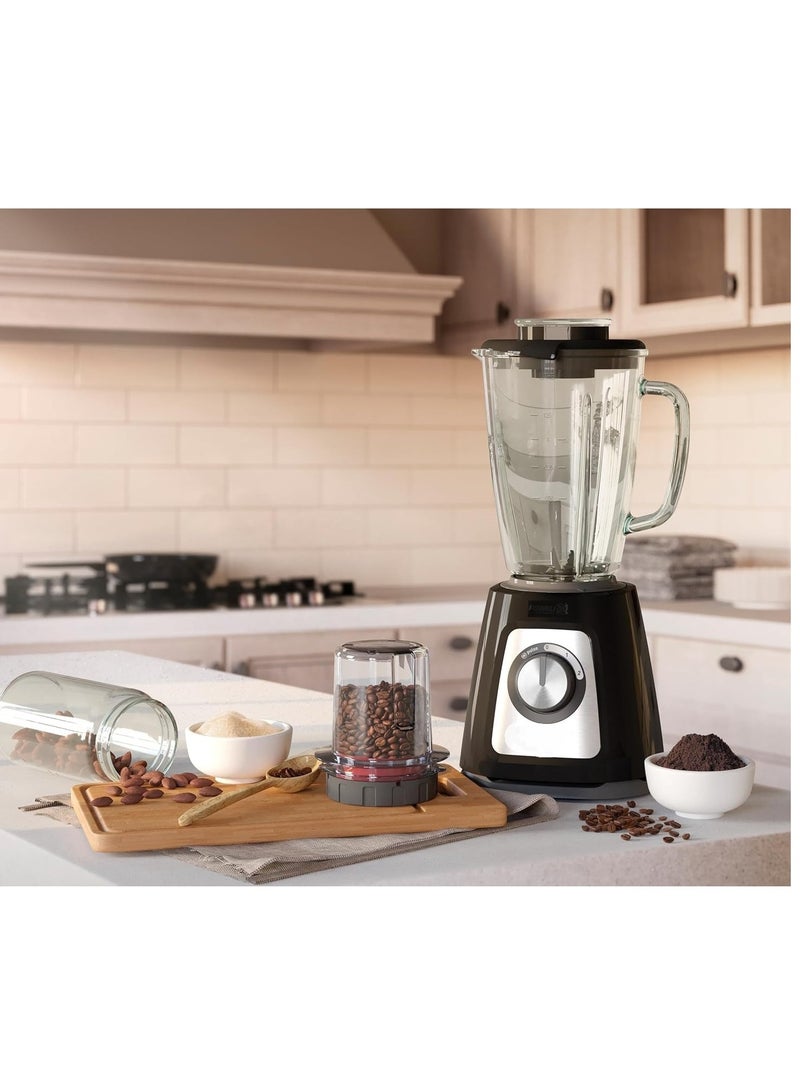 مولينكس Blender 800 Watts Glass Jar 1.75 Liters Net : ( 1.25) L Grinder and Chopper Black LM4358EG 1.25 L 800 W LM4358EG Black - Image 3