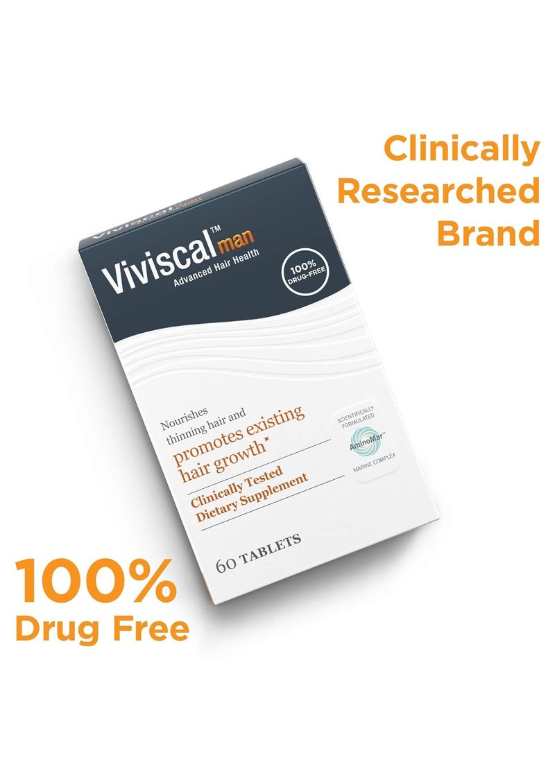 Viviscal Hair Growth Supplement for Men with Iron, Biotin, Zinc, Vitamin C, Nourish Thinning Hair and Increase Hair Thickness, Hair Multivitamin for Men - 60 Tablets  - Image 3
