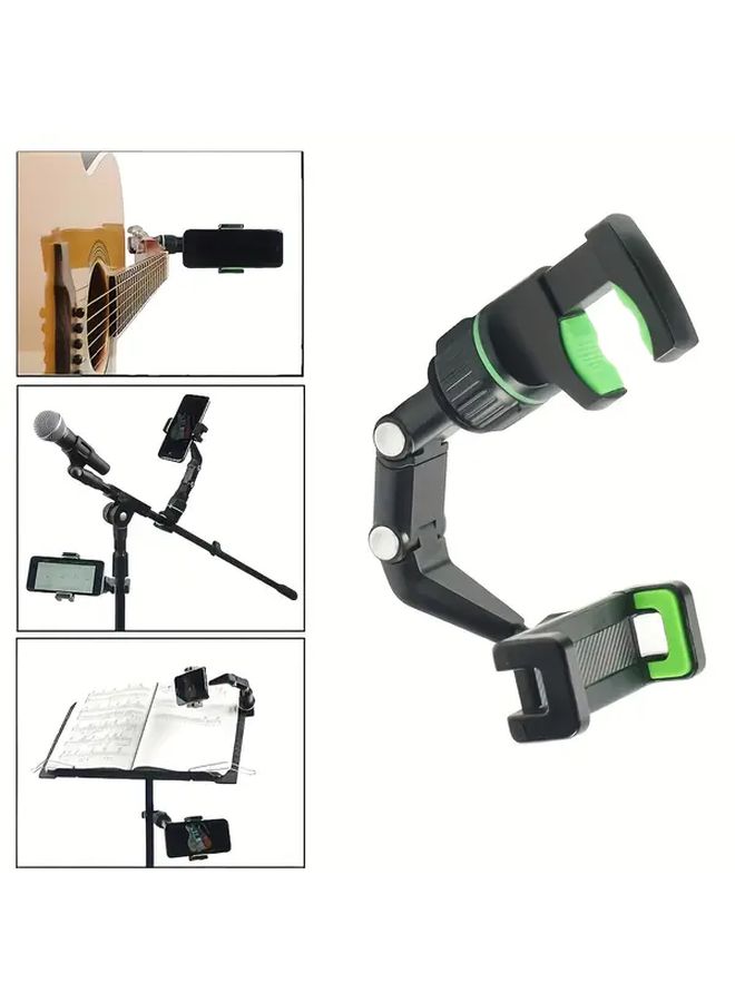 Green Guitar Stand Phone Holder 360 Rotating L Shaped Wall Mount - Image 1