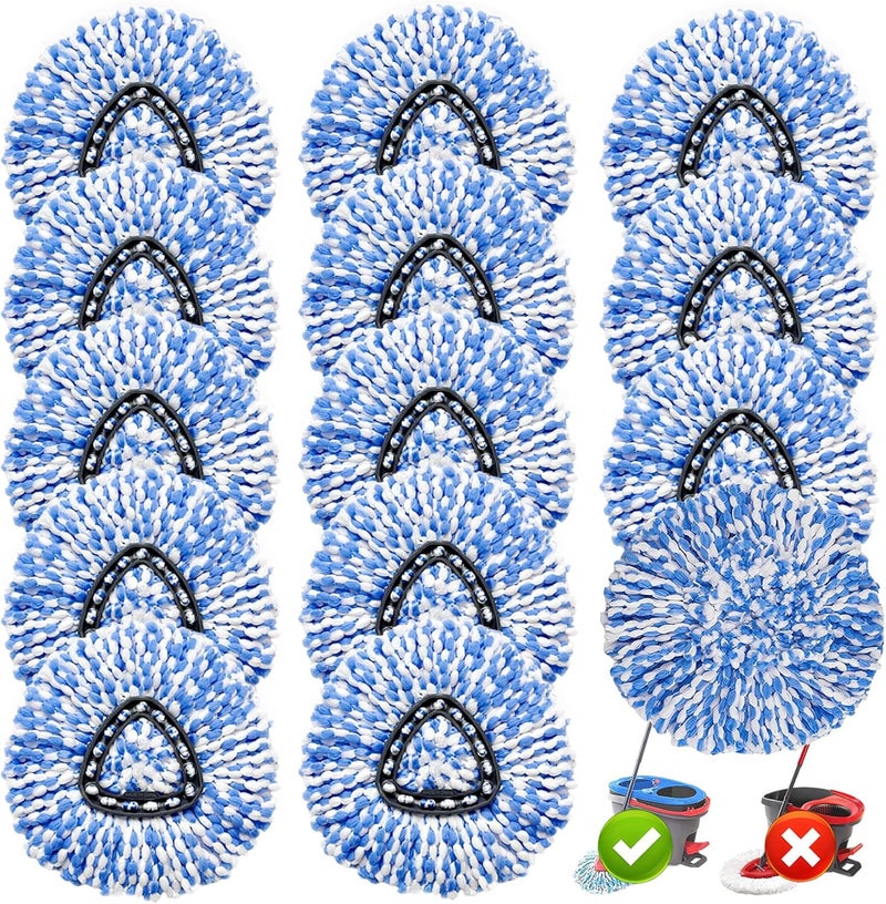 High-PQ 14 Pack Spin Mop Replacement Heads, Only Fit for RinseClean 2-Tank System, 100% Microfiber Spin Mop Refill Head,Spinning Mop Head Replacement for Floor Cleaning - Image 1