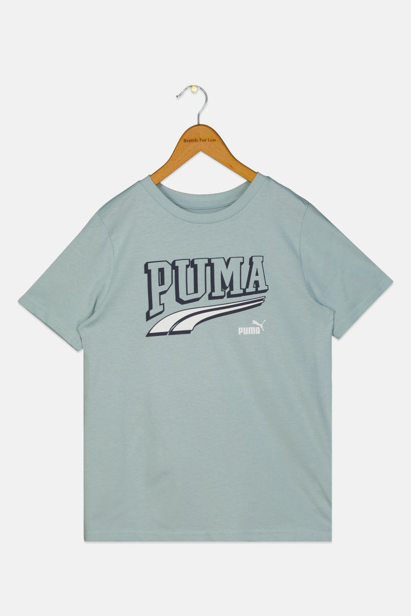 PUMA تي شيرت رياضي للأطفال الأولاد بأكمام قصيرة، خارجي، لون أخضر غامق - Image 2