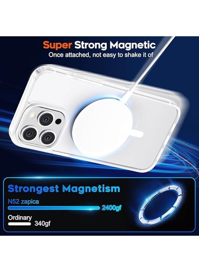 Compatible with iPhone 14 pro max Case for Magnetic iPhone 14 pro max Phone Case, [Compatible with Magsafe] Slim Translucent Matte Shockproof Bumper Drop Protection Girls Women Boy Cover, (White) - Image 3