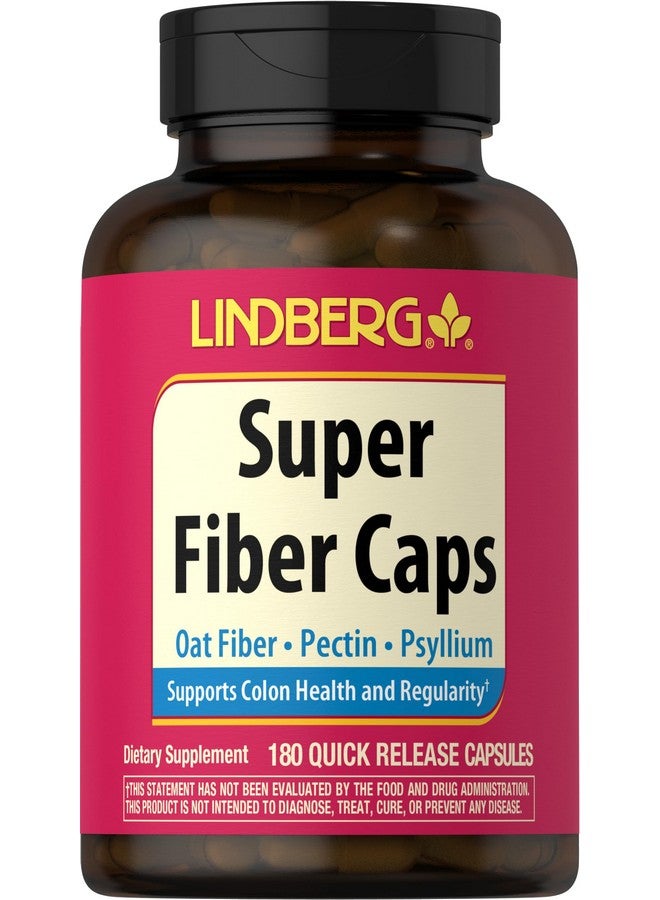 Lindberg Super Fiber Supplement | 180 Capsules | Oat, Pectin, & Psyllium | Non-GMO & Gluten Free - Image 1