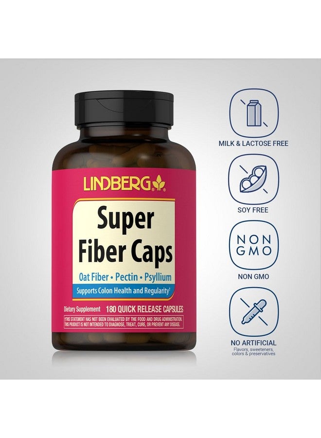 Lindberg Super Fiber Supplement | 180 Capsules | Oat, Pectin, & Psyllium | Non-GMO & Gluten Free - Image 3